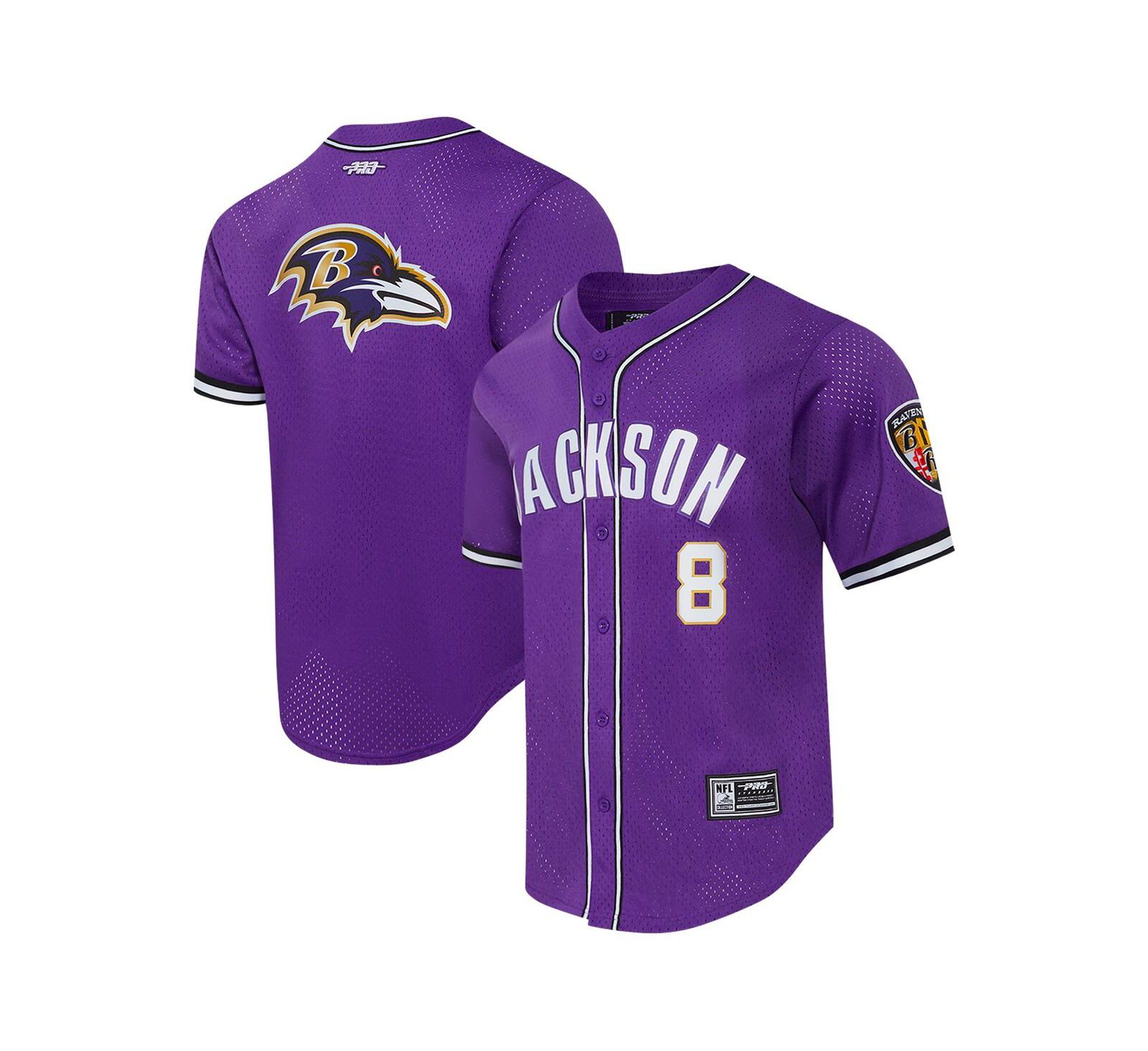 Мужская бейсбольная джерси Pro Standard Lamar Jackson Baltimore Ravens Mesh Button-Up