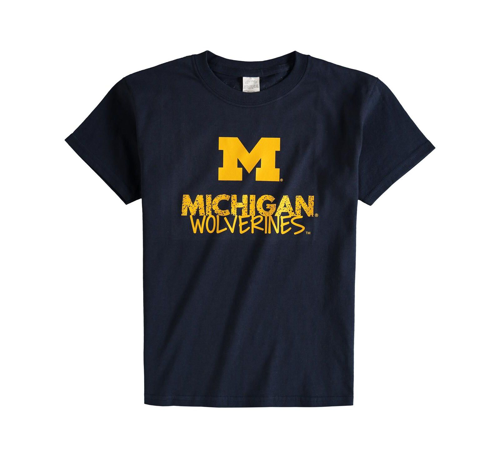 Детская футболка Two Feet Ahead с круглым вырезом, Michigan Wolverines, темно-синяя