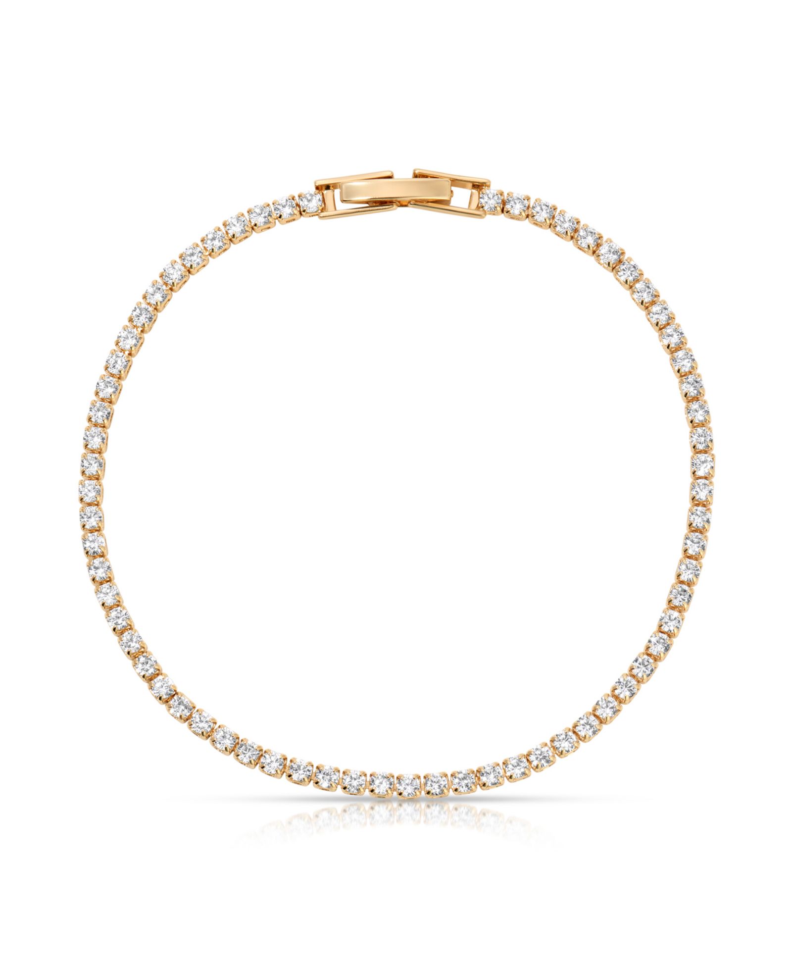 ETTIKA 18k Gold Plated Minimalist Crystal Tennis Bracelet
