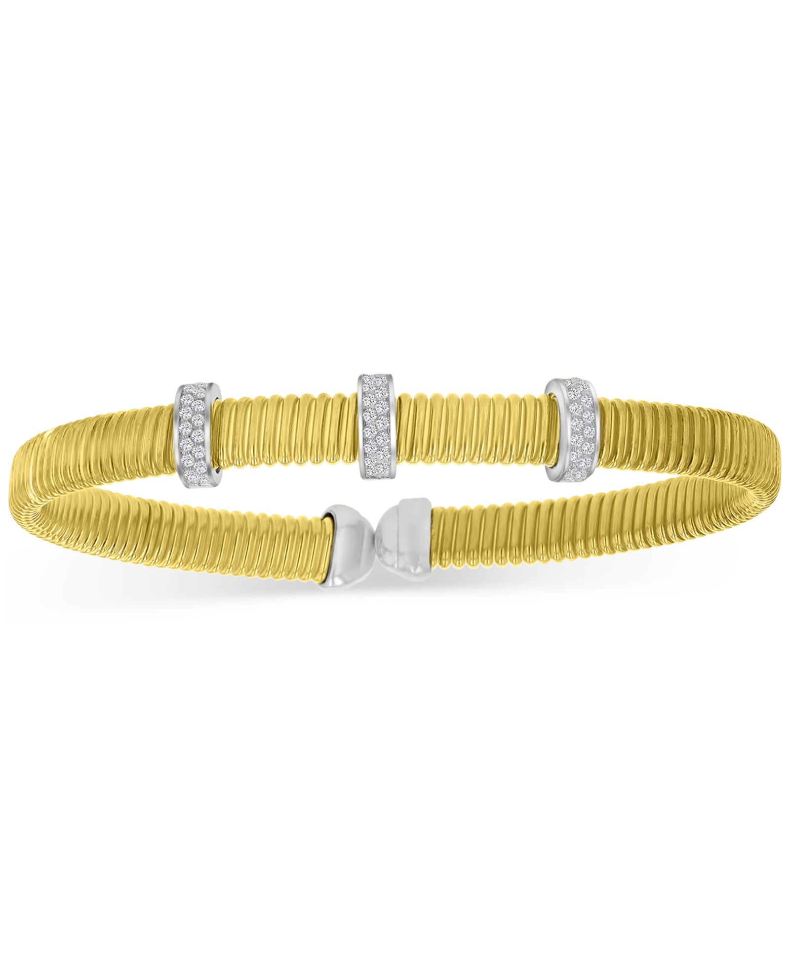 Macy's браслет cuff с кубическим цирконием, позолоченное стерлинговое серебро 14k