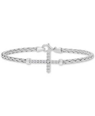 Macy's Cubic Zirconia Cross Charm Bracelet in Sterling Silver