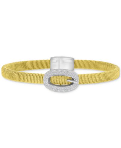 Macy's Cubic Zirconia Buckle Charm Bracelet in Sterling Silver (also in 14k Gold Over Sterling Silver)