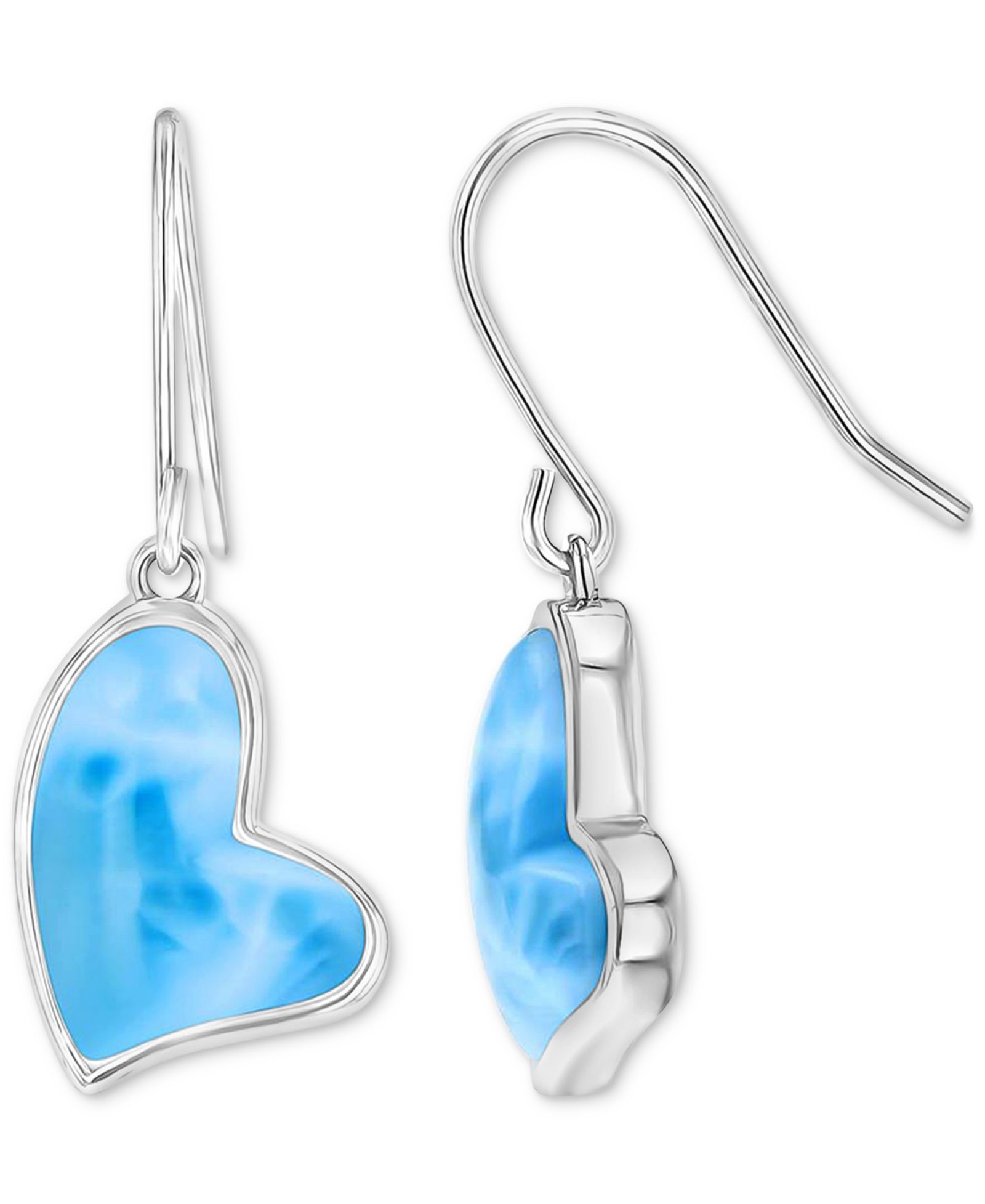 Серьги Macy's Heart Shape Opal (4.5 ct. t.w.) из стерлингового серебра