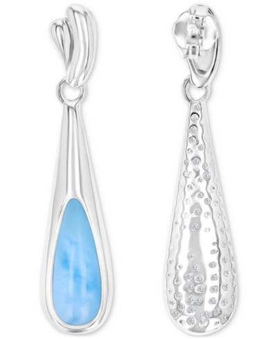 Macy's Oval Shape Opal (1.45 ct. t.w.) Teardrop Earrings in Sterling Silver