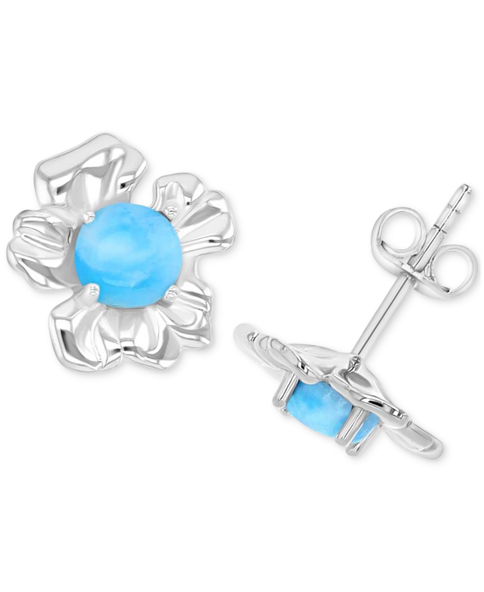 Macy's Flower Center Opal (3.6 ct. t.w.) Stud Earrings in Sterling Silver