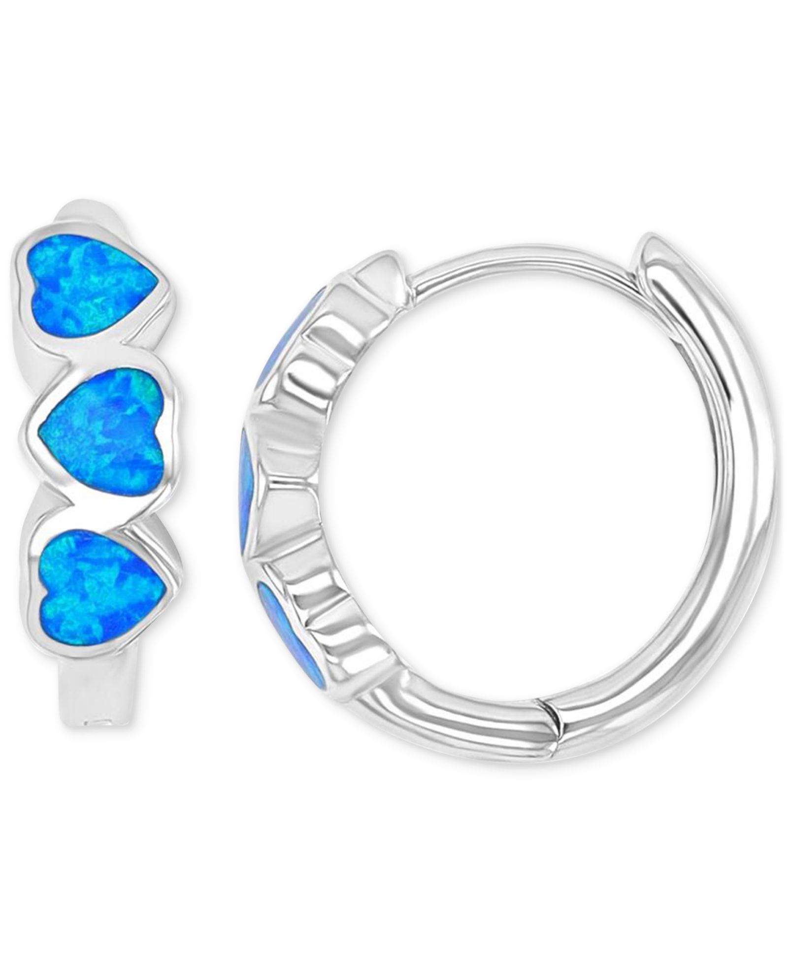 Серьги-кольца Macy's с опалом в форме сердца, стерлинговое серебро, 0.32 карата