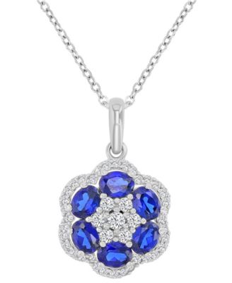 Ожерелье из голубого сапфира (1.2 ct. t.w.) и белого сапфира (0.47 ct. t.w.) в стерлинговом серебре