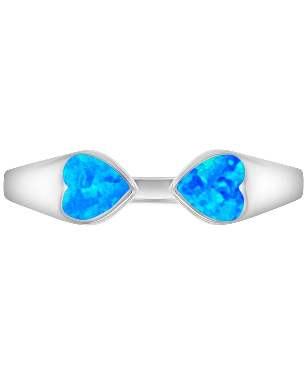 Macy's Open Bypass Heart Opal (0.30 ct. t.w.) Ring in Sterling Silver