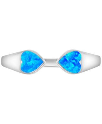 Macy's Open Bypass Heart Opal (0.30 ct. t.w.) Ring in Sterling Silver