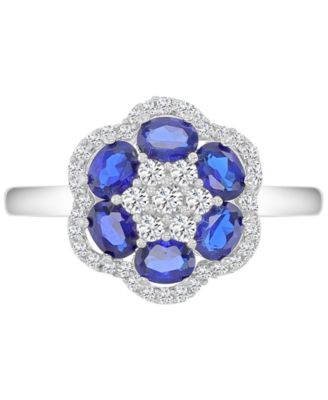 Macy's Blue Sapphire (1.2 ct. t.w.) and White Sapphire (0.47 ct. t.w.) Ring in Sterling Silver