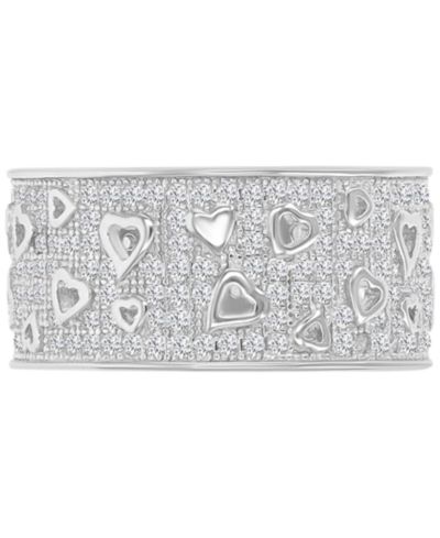 Heart Detail Cubic Zirconia Band Ring (2-1/5 ct. t.w.) in Sterling Silver