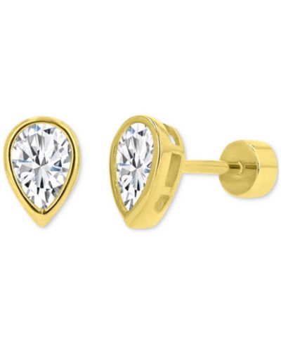 Cubic Zirconia Tear-Shape Stud Earrings (1-1/3 ct. t.w.) in 14k Gold-Plated Sterling Silver