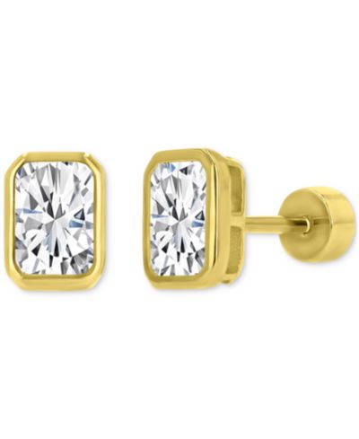 Серьги-гвоздики с кубическим цирконием (2-1/4 ct. t.w.) в позолоченном стерлинговом серебре