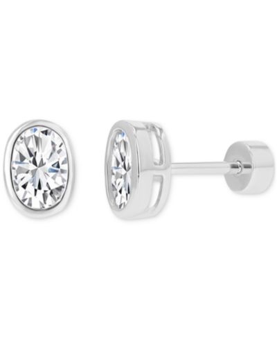Серьги-гвоздики Cubic Zirconia Oval (1-3/8 ct. t.w.) в 14k Gold-Plated Sterling Silver