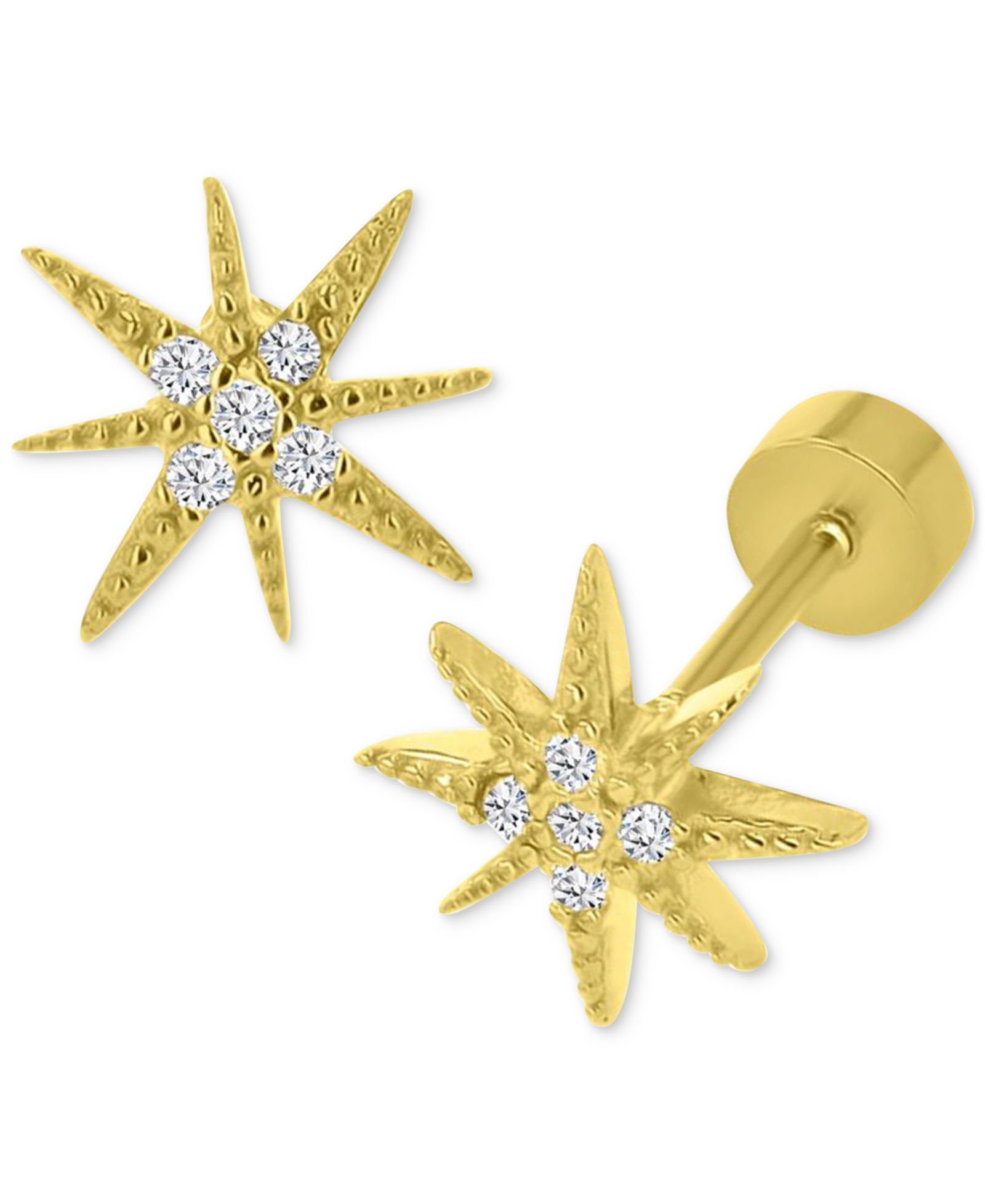 Серьги-гвоздики Macy's с кубическим цирконием в 14k Gold-Plated Sterling Silver