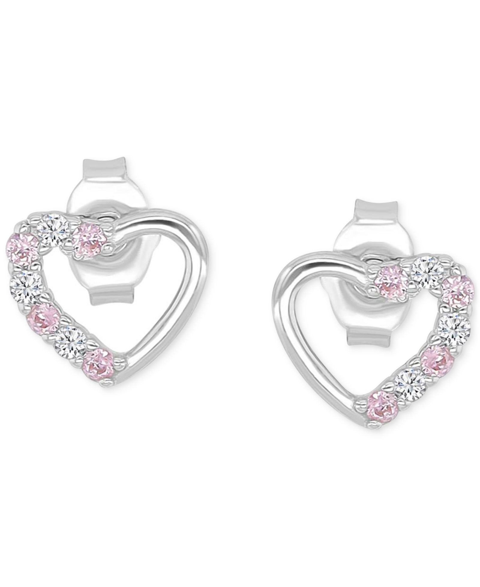 Серьги-гвоздики с розовым кубическим цирконием в 14k Rose Gold и стерлинговом серебре