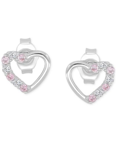 Серьги-гвоздики с розовым кубическим цирконием в 14k Rose Gold и стерлинговом серебре