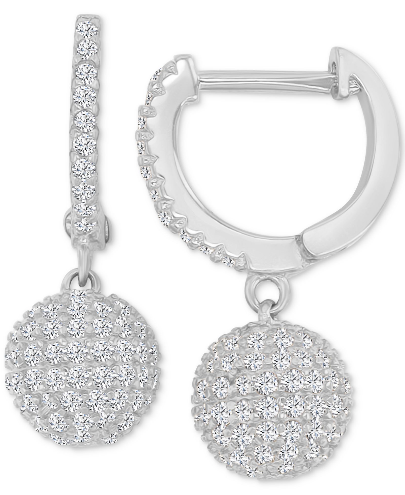 Cubic Zirconia Micro-Pavé Dangle Small Huggie Hoop Earrings