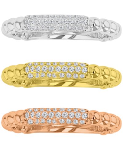 Набор из 3 колец с текстурированным фианитом Cubic Zirconia Pavé