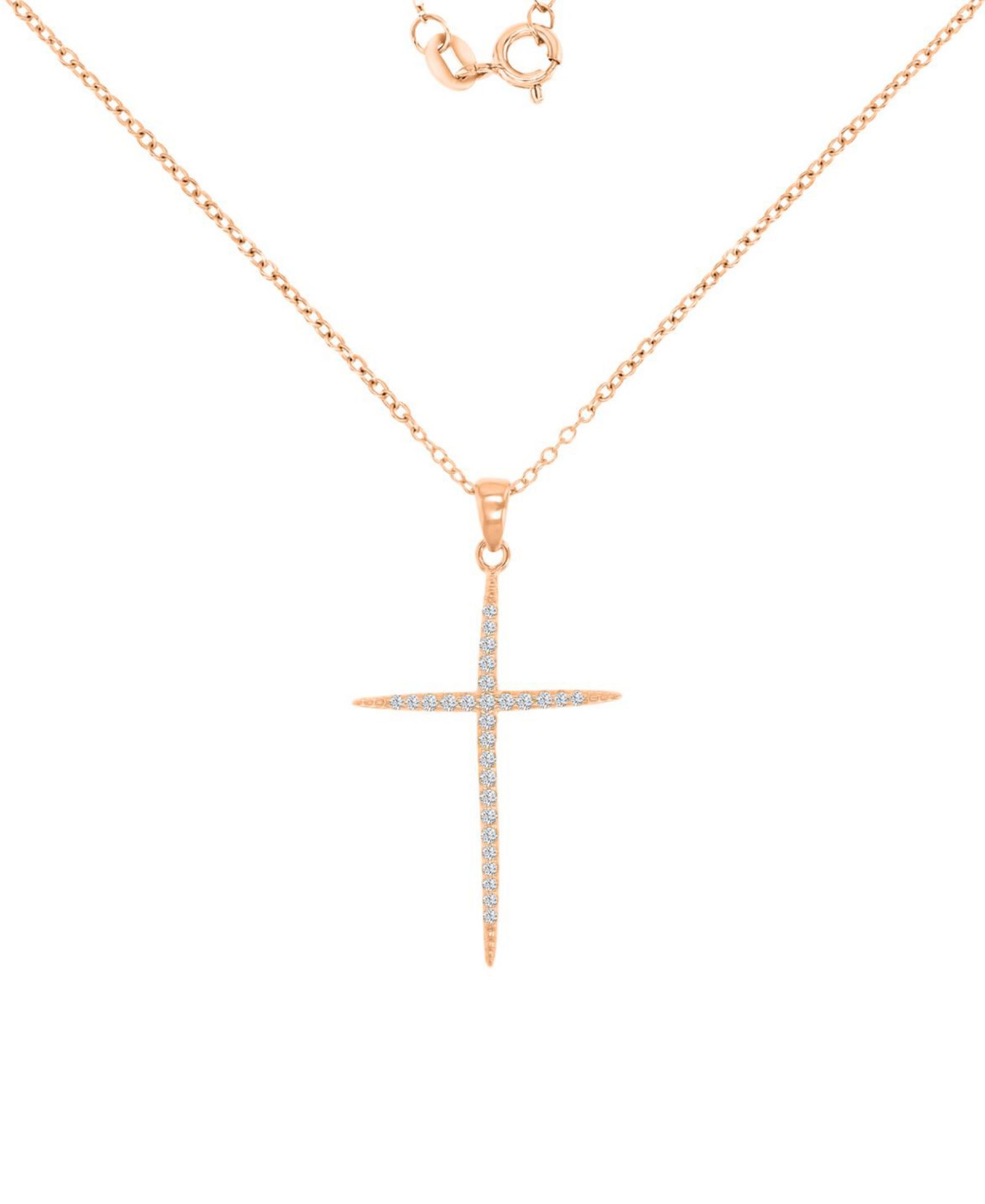 Macy's Cubic Zirconia Necklace (0.303 ct.t.w.) in 14k Rose Gold Over Sterling Silver