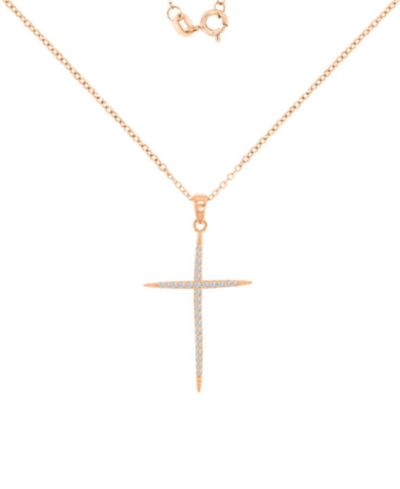 Ожерелье Macy's Cubic Zirconia Necklace 0.303 ct.t.w. in 14k Rose Gold Over Sterling Silver