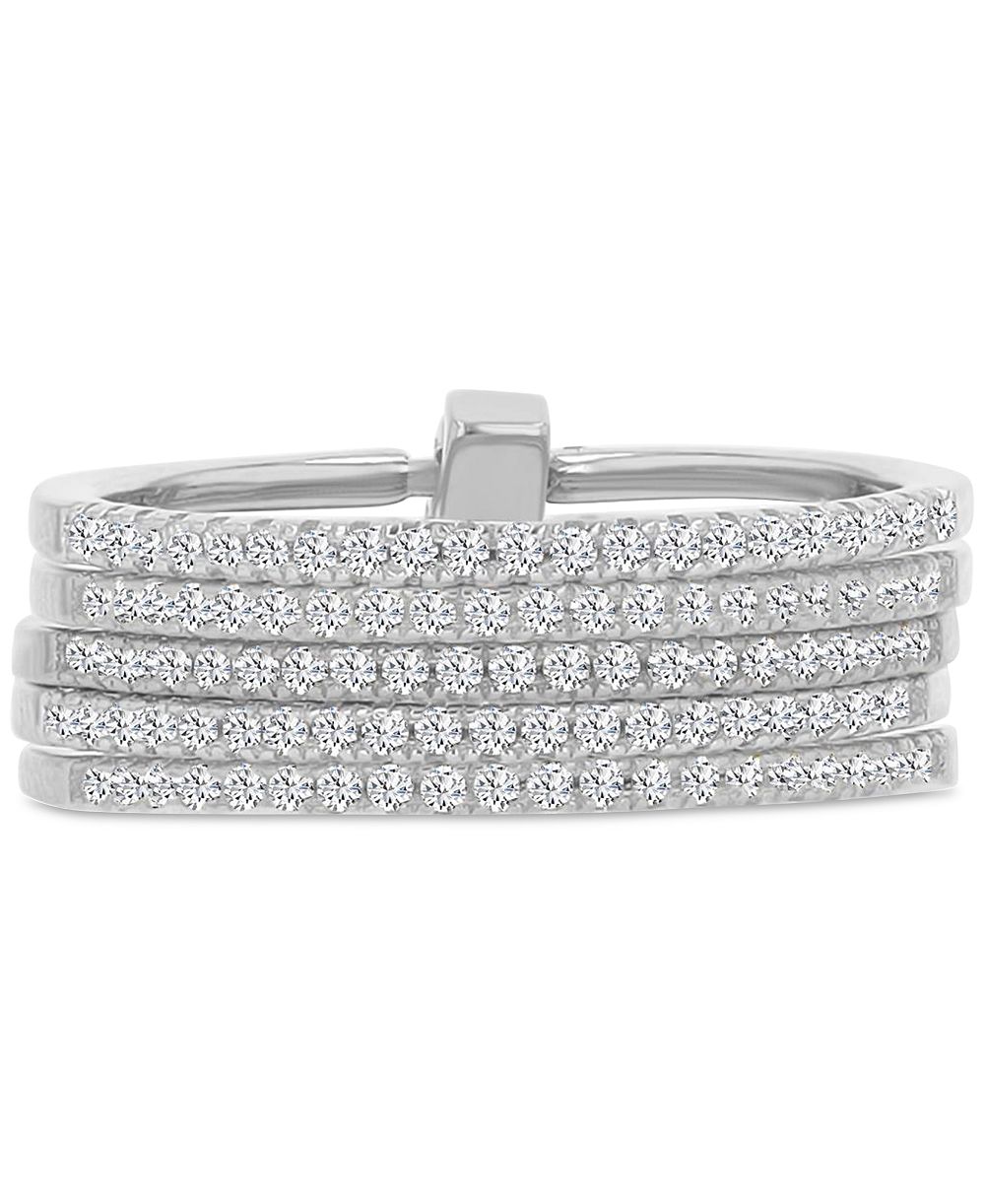 Кольцо Macy's Cubic Zirconia 5 Rows в Sterling Silver (0.945 ct.t.w.)