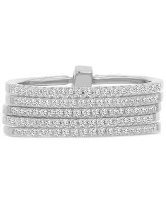 Кольцо Macy's Cubic Zirconia 5 Rows в Sterling Silver (0.945 ct.t.w.)