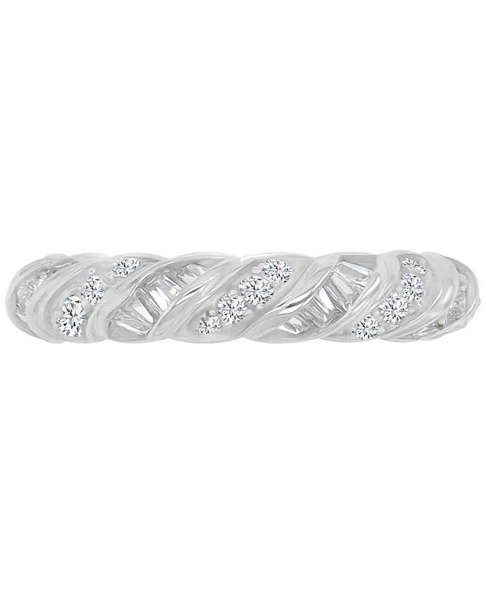 Macy's Cubic Zirconia Baguette Cut Twisted Eternity Ring (4.55 ct.t.w.) in Sterling Silver