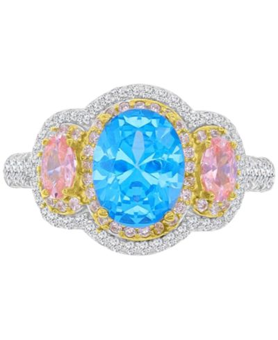 Macy's Multicolor Cubic Zirconia Ring in Sterling Silver & 14k Gold