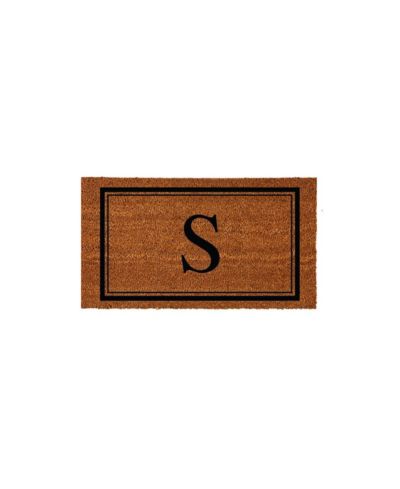 Коврик для ног Evergreen Monogram Indoor Outdoor 100% Natural Coir 28" x 16" | Letter "S"