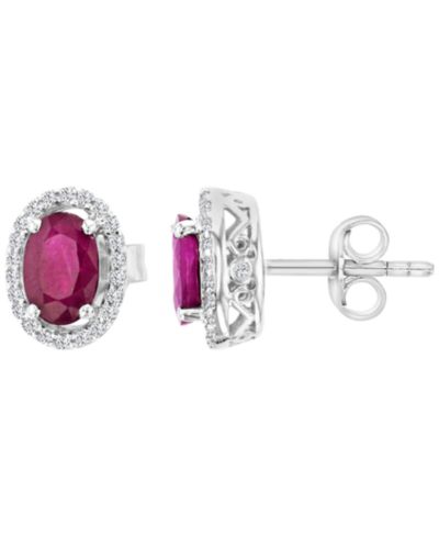 Серьги-гвоздики Macy's Sapphire (1.36 ct. t.w.) & Diamond Halo
