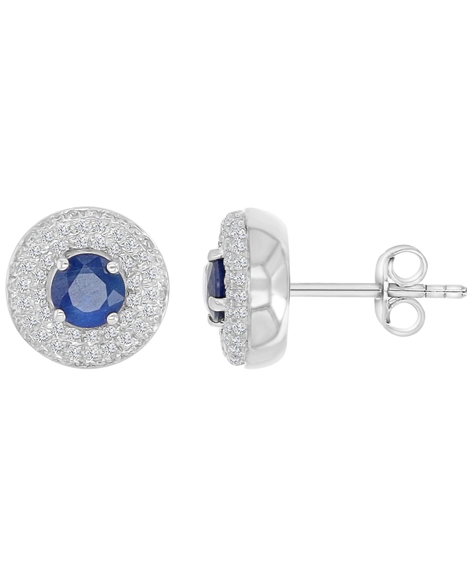 Macy's Sapphire (0.76 ct. t.w.) & Diamond Puffy Stud Earrings