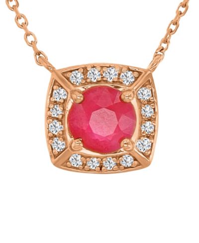 Ожерелье Macy's с рубином (0.65 ct. t.w.) и бриллиантом (0.08 ct. t.w.), розовое золото 14k