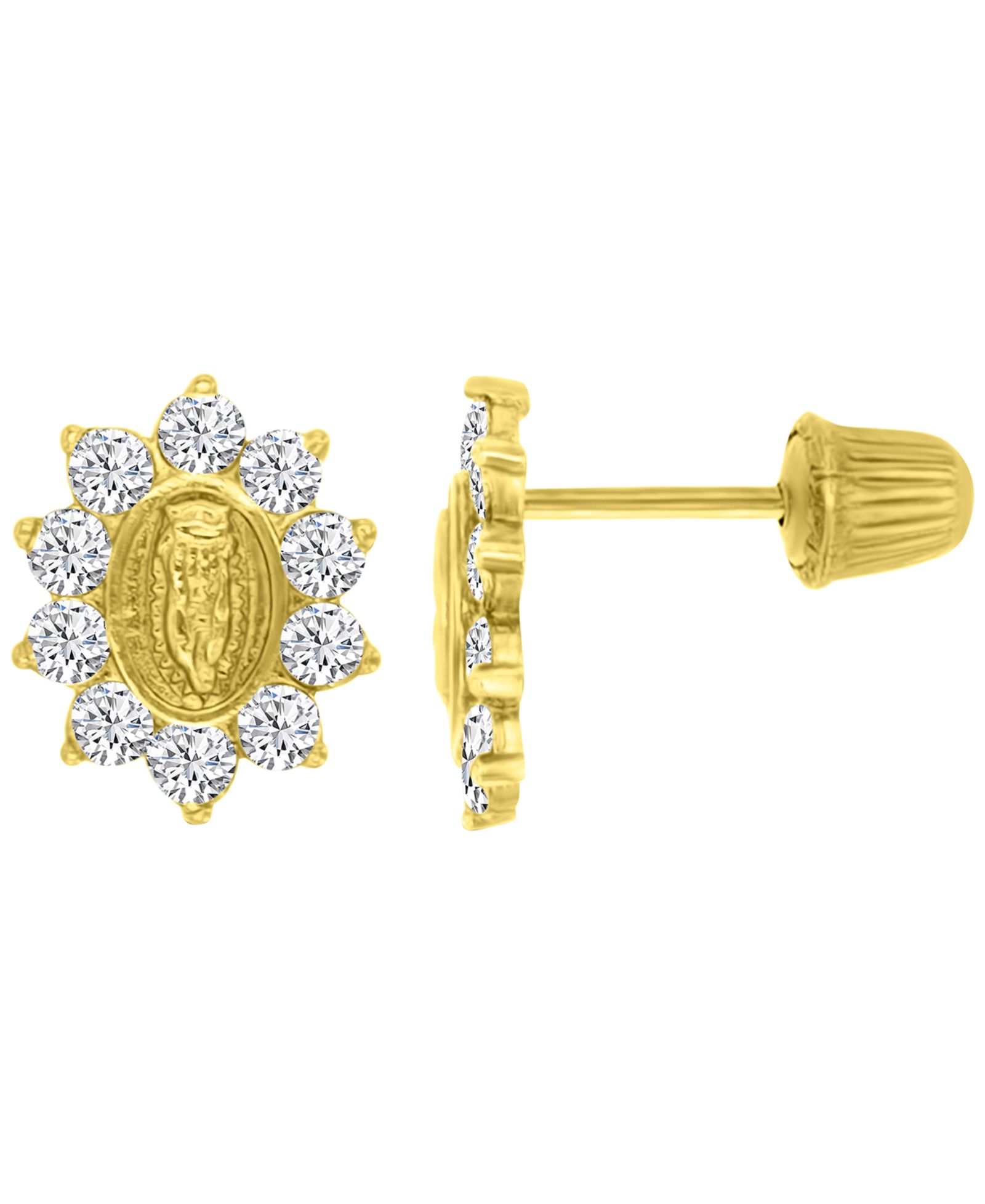 Macy's Cubic Zirconia High Polished Virgin Mary Stud Earrings