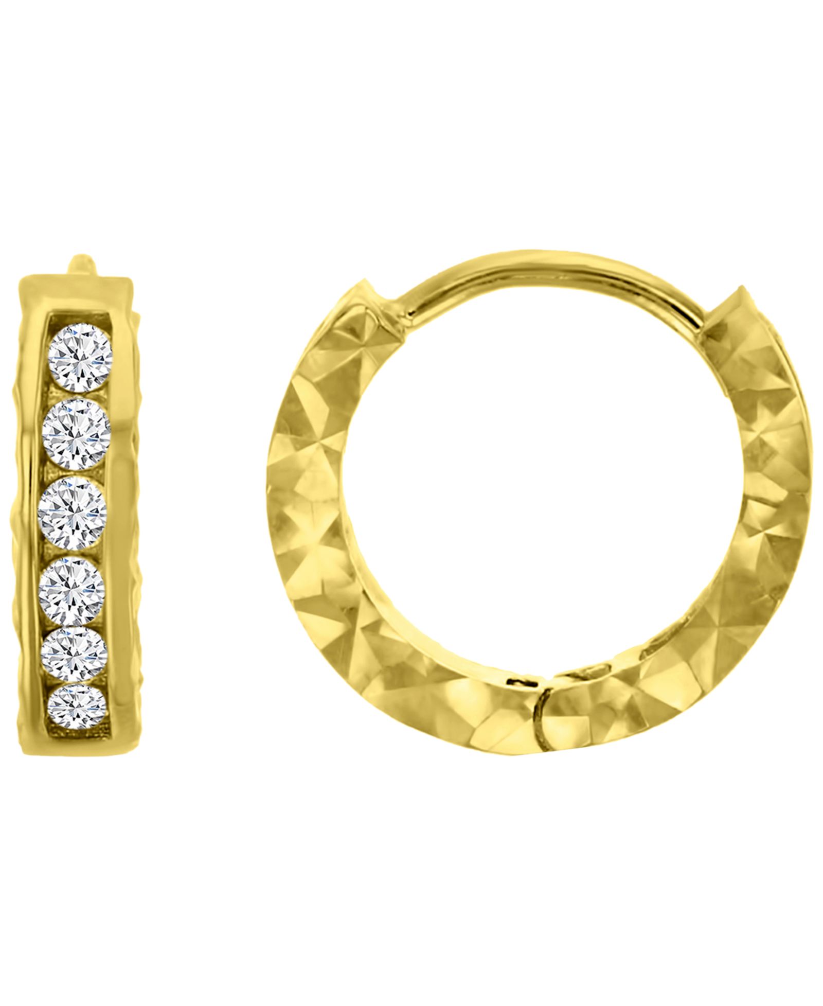 Серьги-кольца Macy's Cubic Zirconia Snap Bar Huggie Hoop