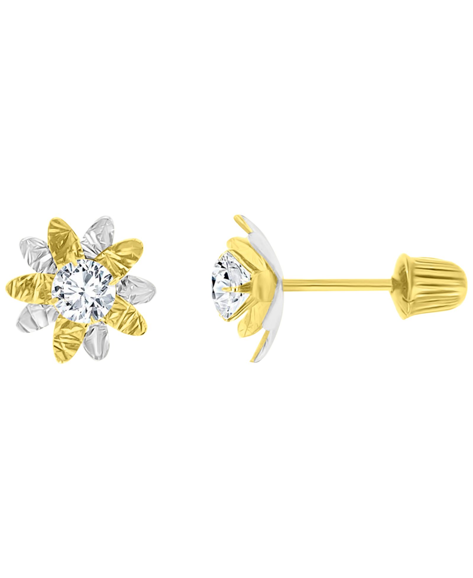 Macy's Серьги-гвоздики с двойным цветком из золота 14K двухцветного цвета