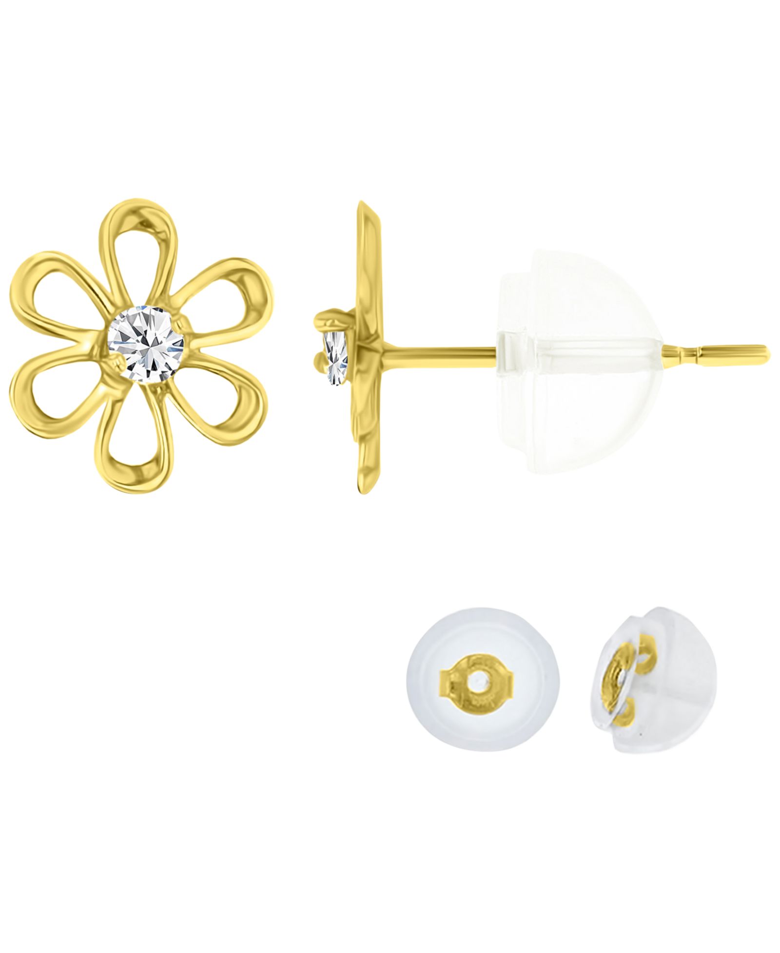 Macy's Cubic Zirconia Daisy Flower Stud Earring in Sterling Silver
