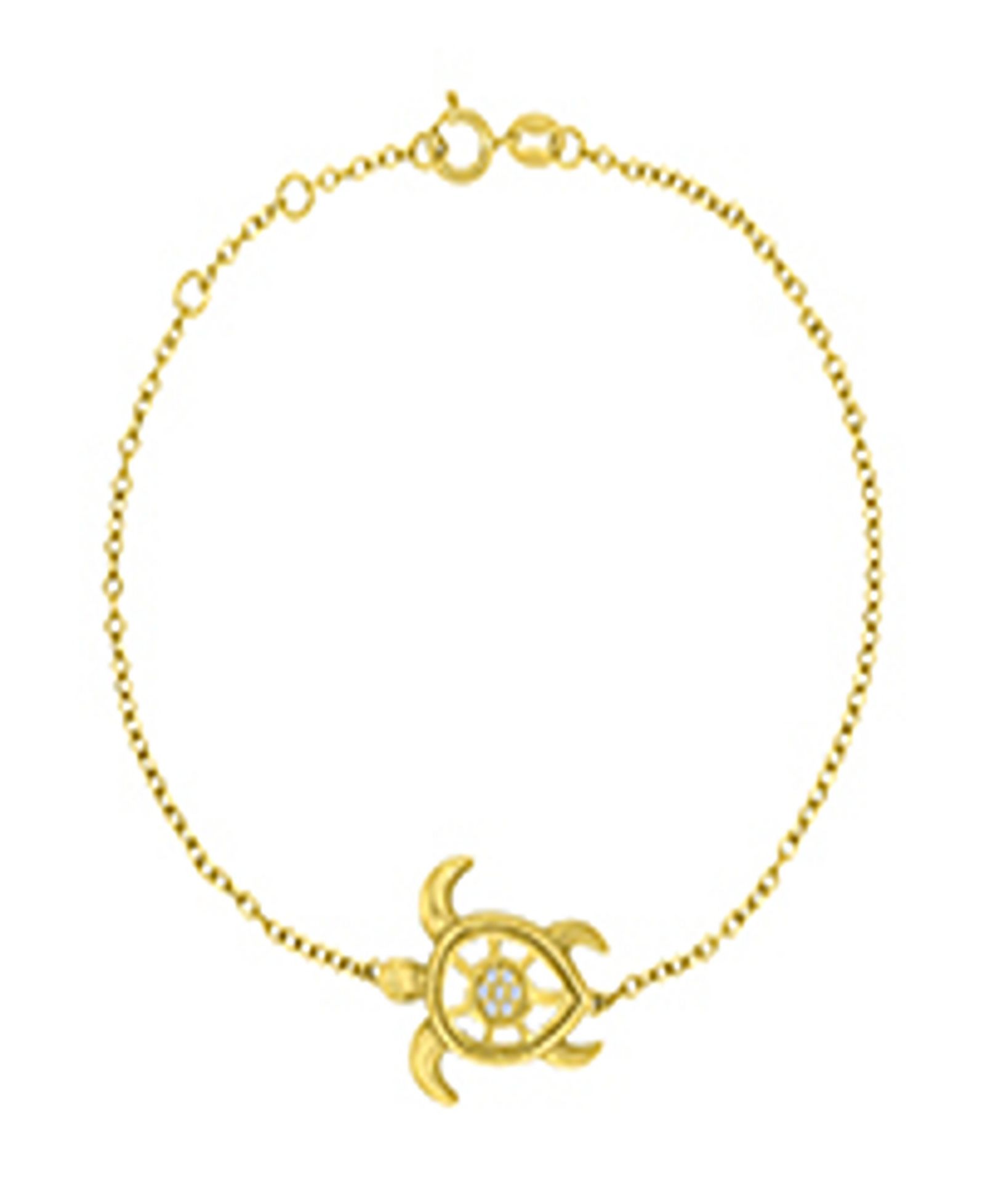 Macy's Diamond Accent Sea Turtle Bracelet in 14k Yellow Gold Over Sterling Silver