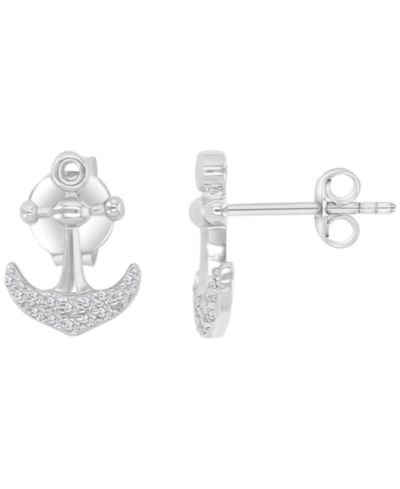 Macy's Diamond Accented Anchor Stud Earrings