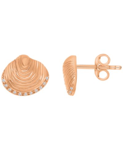 Серьги-гвоздики Macy's Diamond Accented Textured Seashell