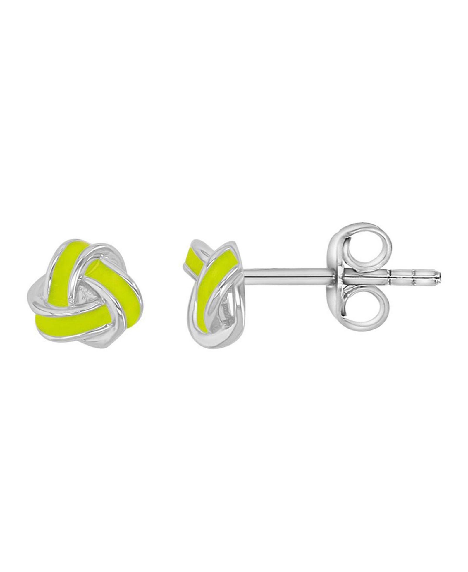 Macy's Yellow Enamel Knot Stud Earrings in Rhodium Over Sterling Silver