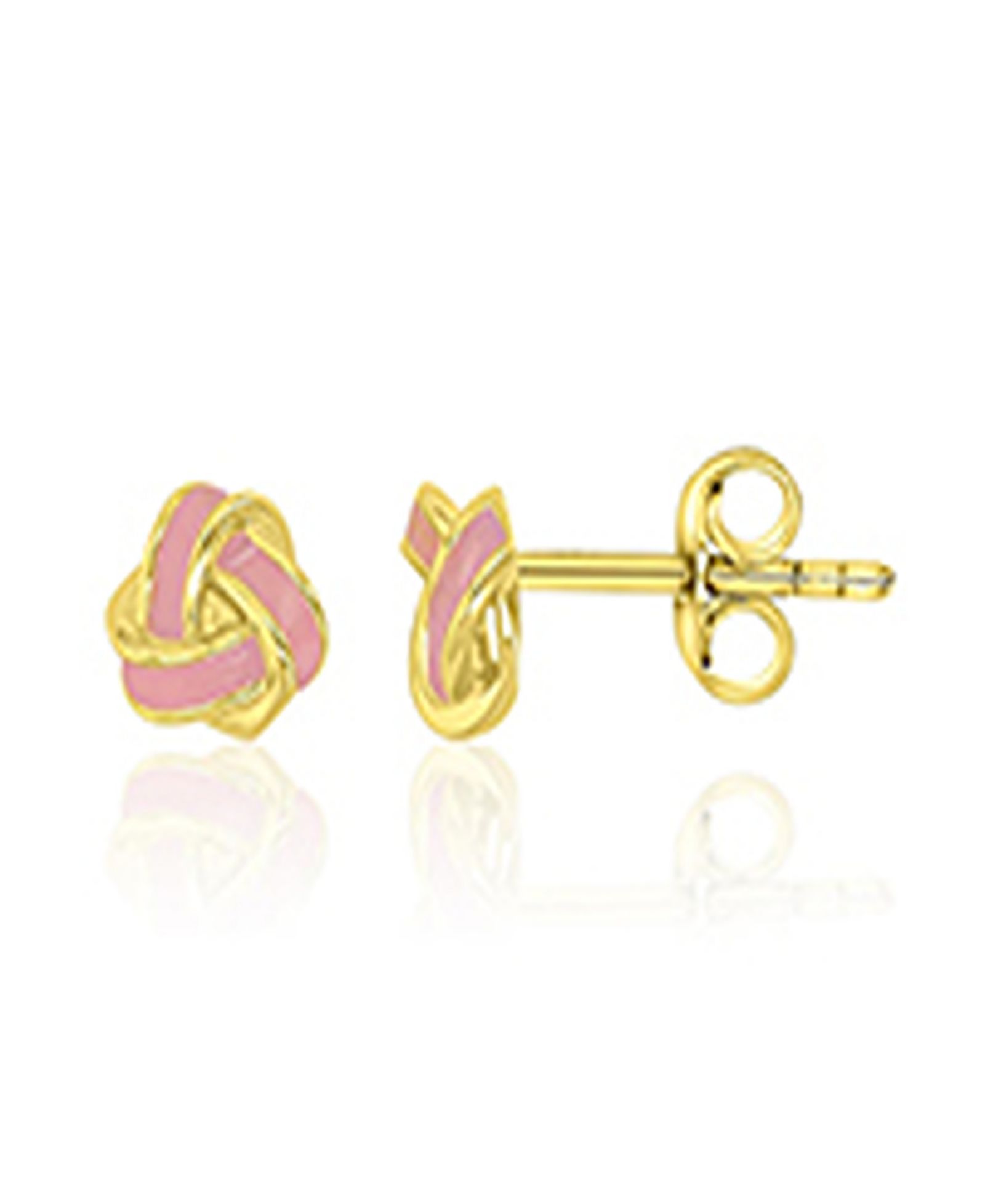 Macy's Pink Enamel Knot Stud Earrings in 14k Yellow Gold Over Sterling Silver