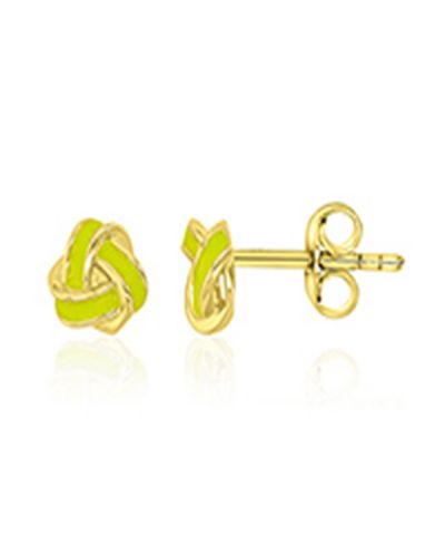 Серьги-гвоздики Macy's с желтой эмалью, 14k желтое золото поверх стерлингового серебра