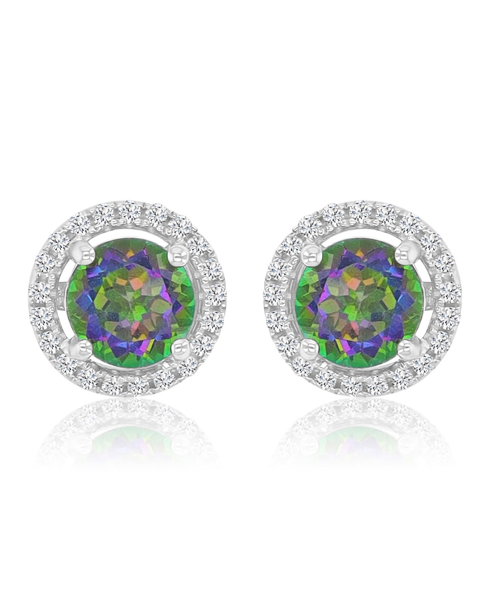 Macy's Diamond (0.21 ct. t.w.) and Mystic Green Stud Earrings