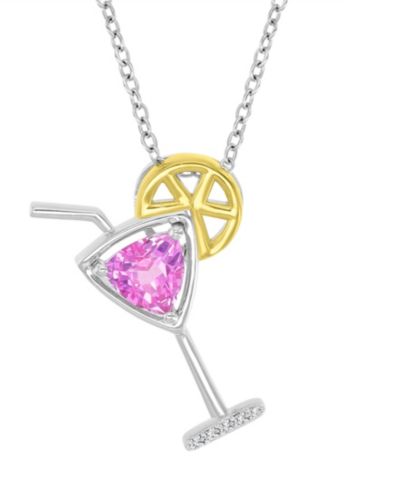 Ожерелье Macy's Diamond & Pink Sapphire Martini Glass в 14k Yellow Gold