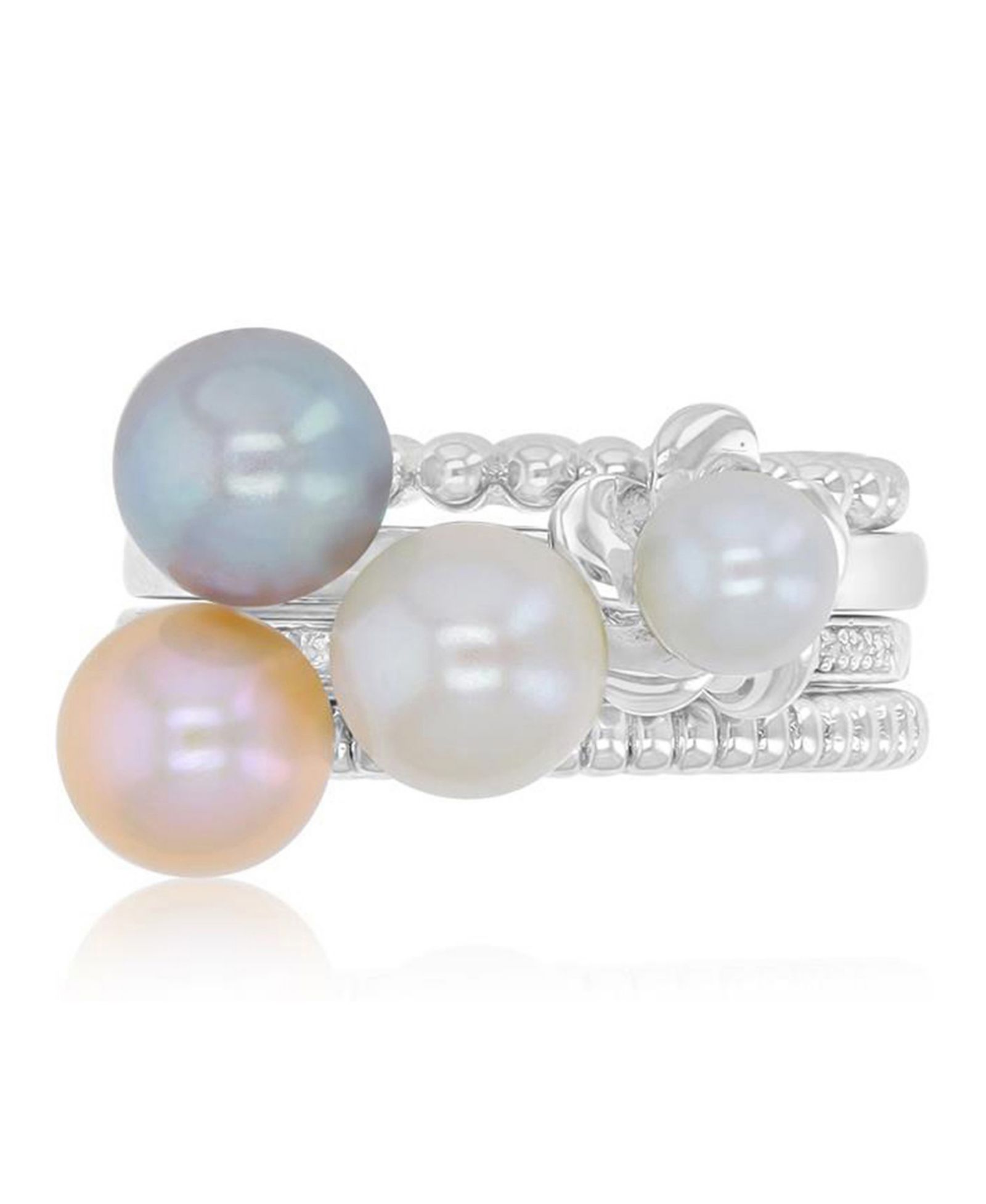 Кольцо Macy's Imitation Pearl & Diamond (0.054 ct. t.w.) Stackable Ring