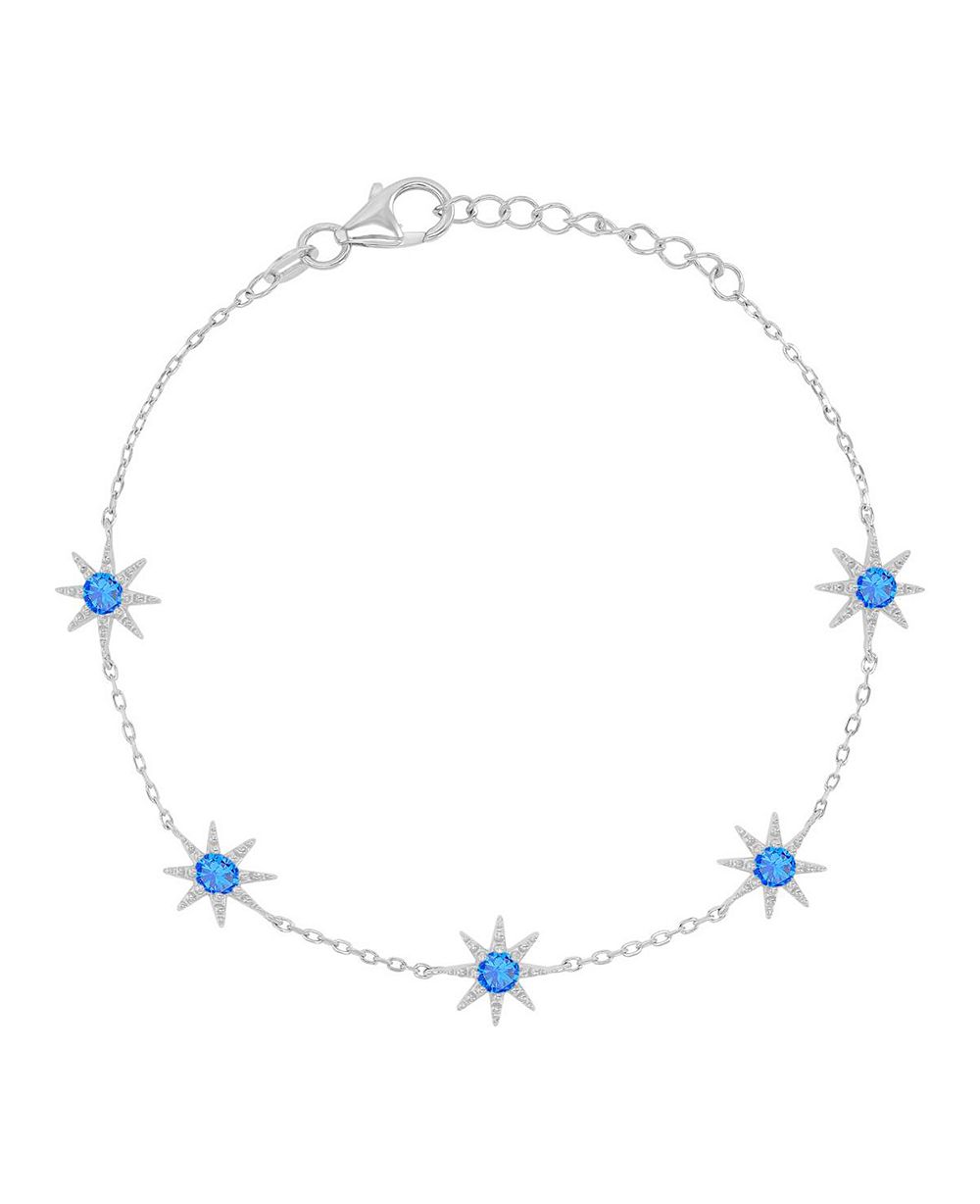 Браслет Macy's Rhodium Over Sterling Silver Blue Spinel Sun Station