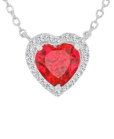 Ожерелье с белым сапфиром (0.12 ct. t.w.) в родиевом покрытии из стерлингового серебра