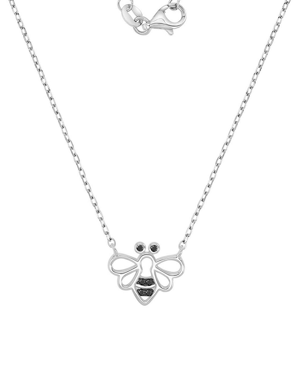 Ожерелье Macy's Black Rhodium Over Sterling Silver Black Spinel Bee