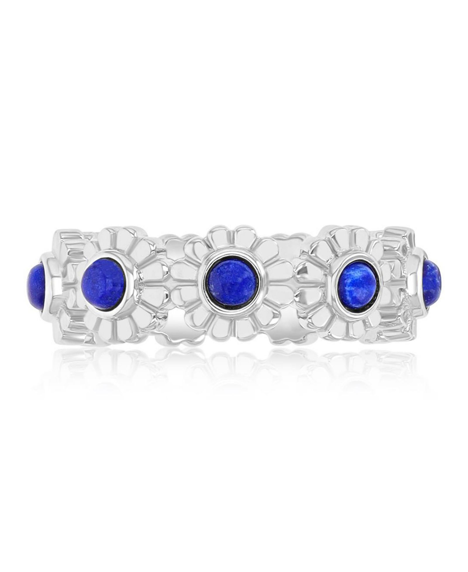 Macy's Lapis (1.35 ct. t.w.) Flower Band Ring in Rhodium Over Sterling Silver